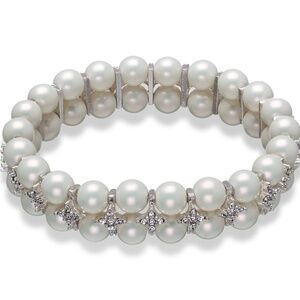 Montreal-Made Faux Pearl & Crystal Stretch Bracelet